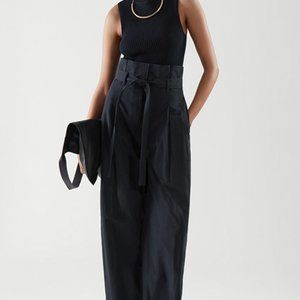 COS HIGH-WAISTED PAPERBAG PANTS NAVY